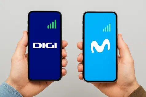 Comparativa móvil entre Digi y Movistar con colores corporativos reales