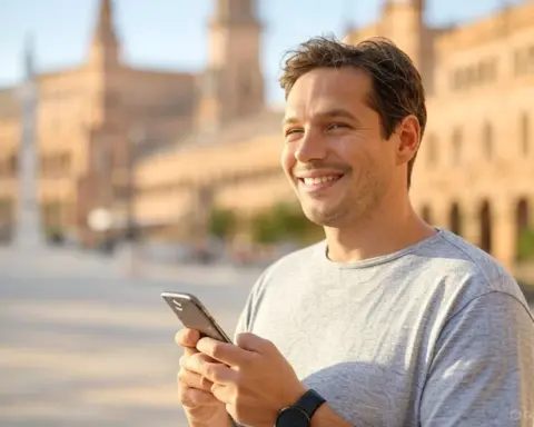 Persona feliz porque tiene una mejor cobertura al haber cambiado de operador.