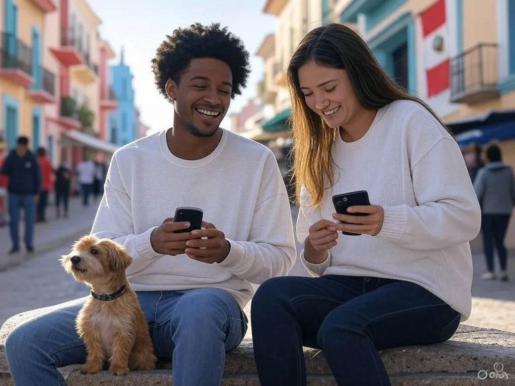 Dos personas navegan por internet en un país de Latam.