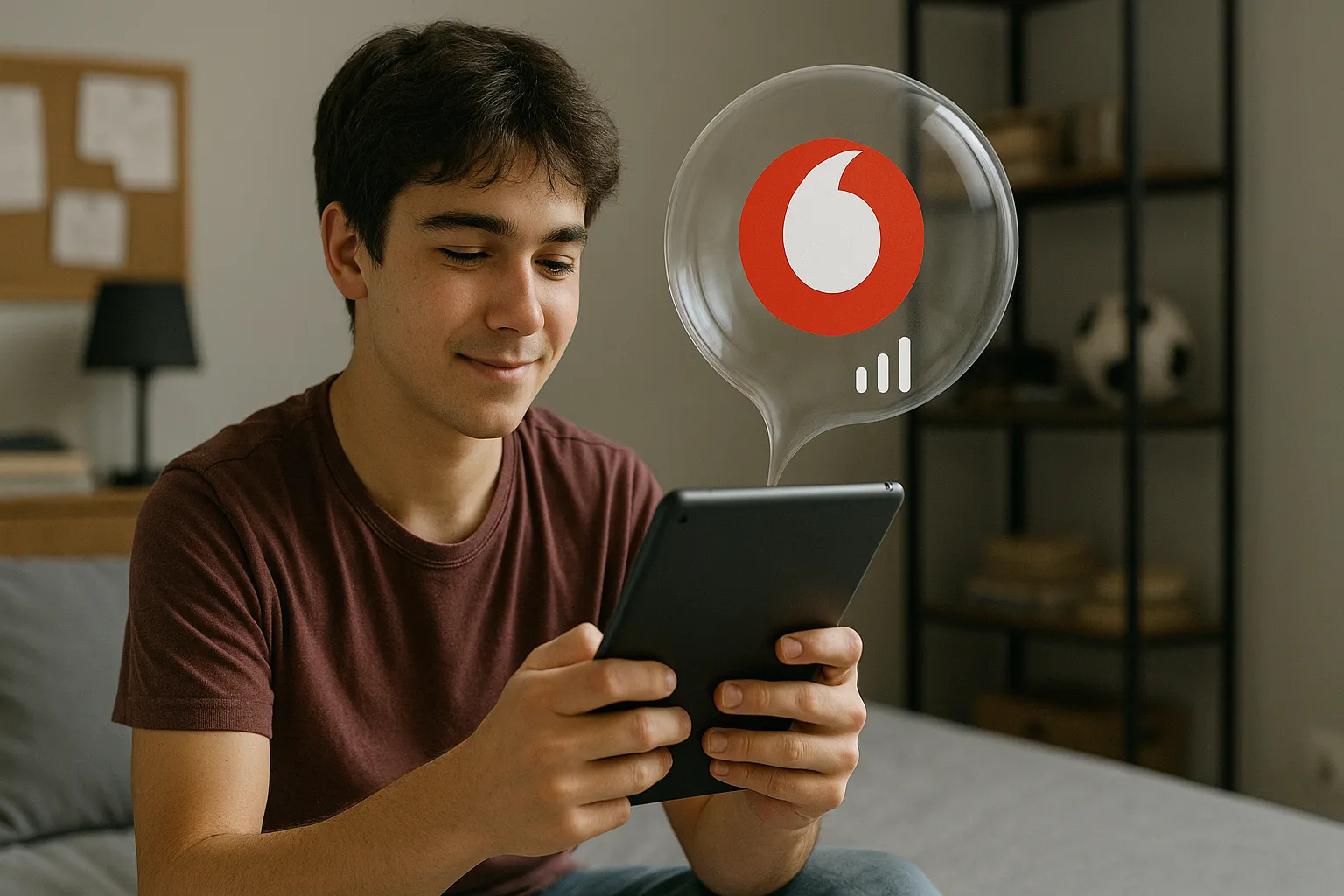 Adolescente con cobertura Vodafone