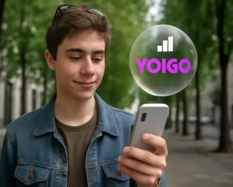 Adolescente usando cobertura Yoigo