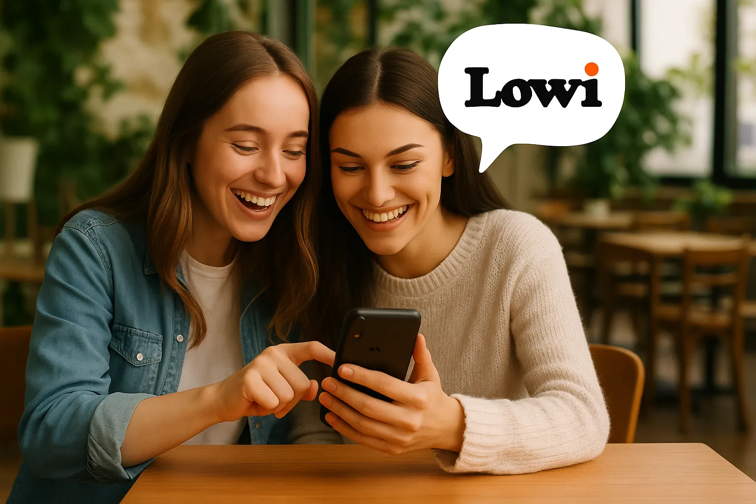 Amigas disfrutando de cobertura Lowi.