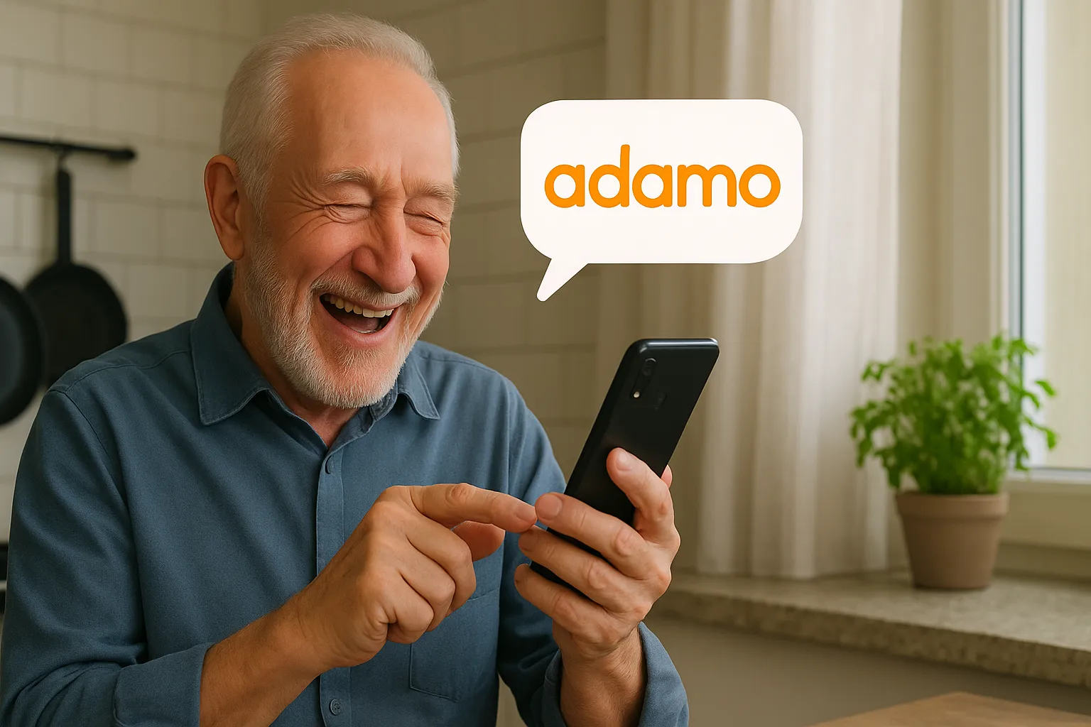 Hombre mayor con cobertura Adamo.