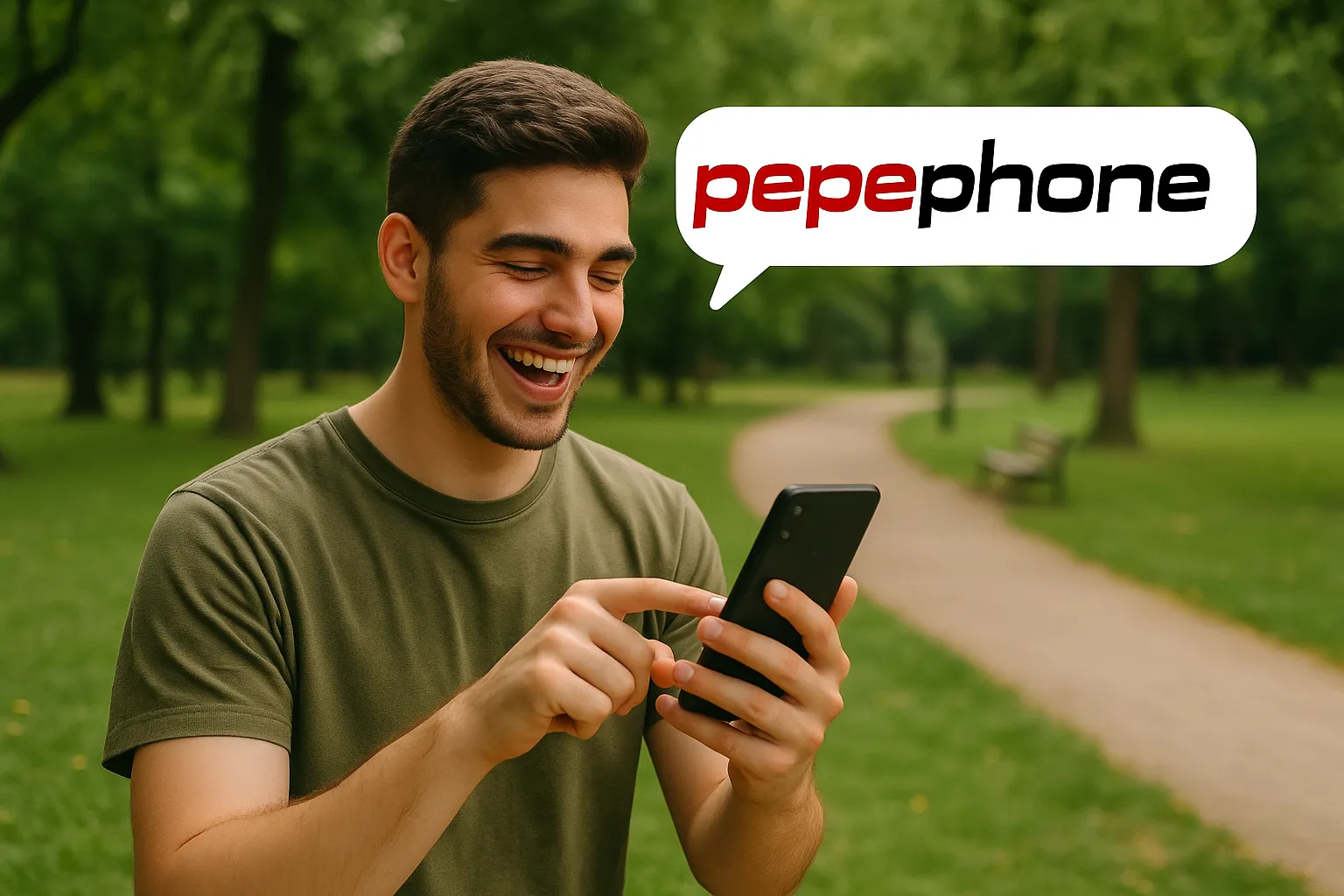 Chico en parque disfruta de cobertura Pepephone.