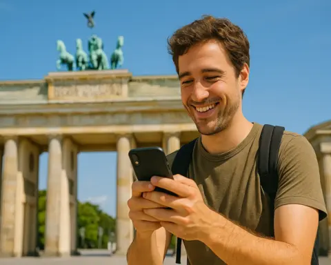 Turista disfruta de cobertura móvil en Alemania