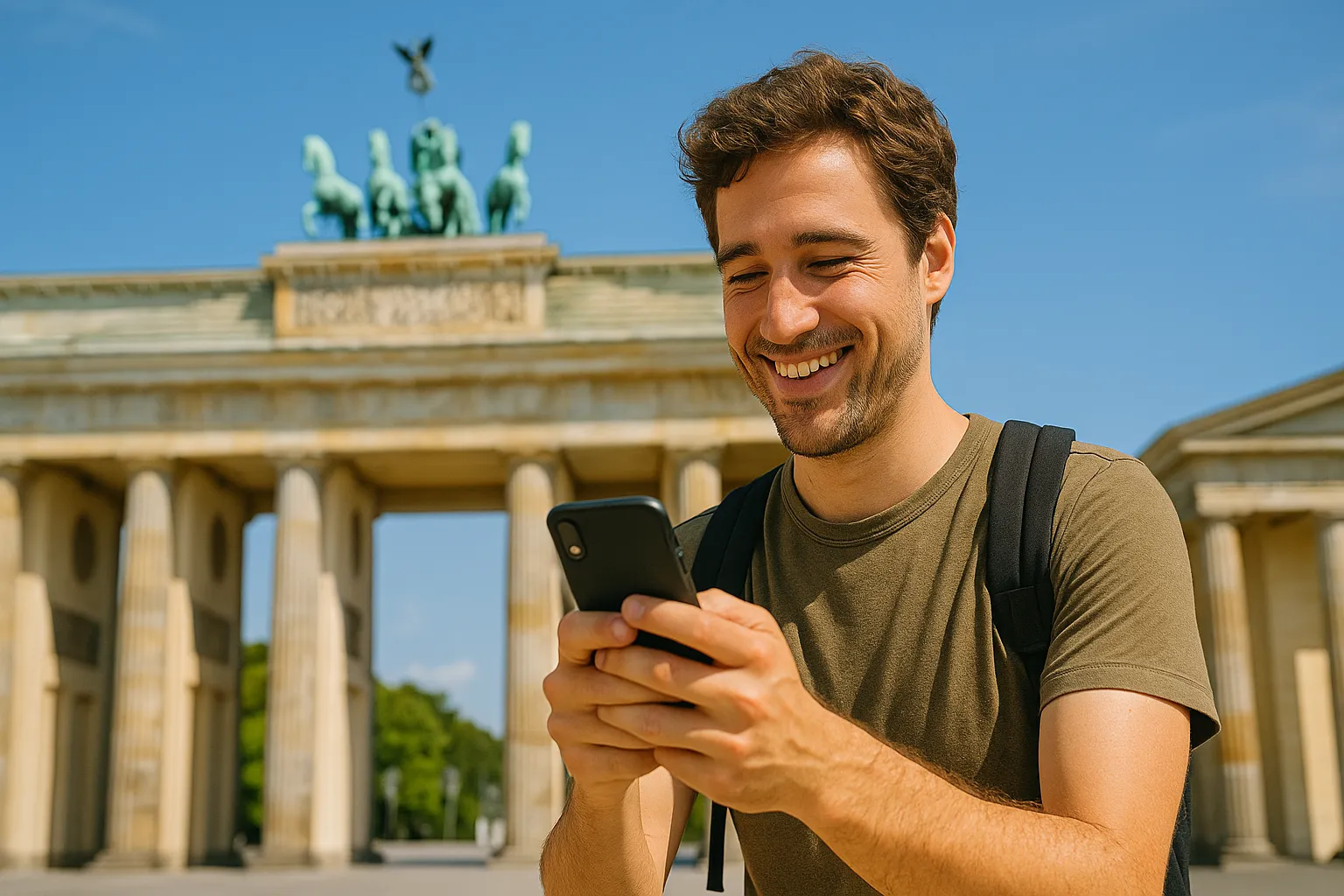 Turista disfruta de cobertura móvil en Alemania