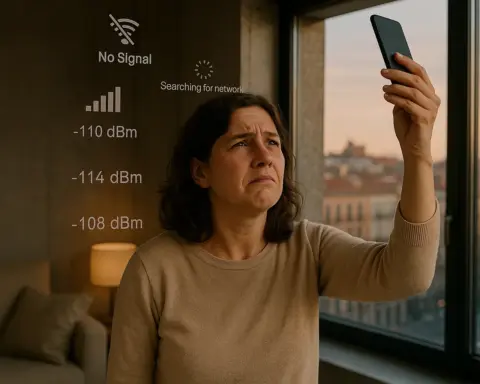 Una persona en un edificio en el que no hay cobertura.