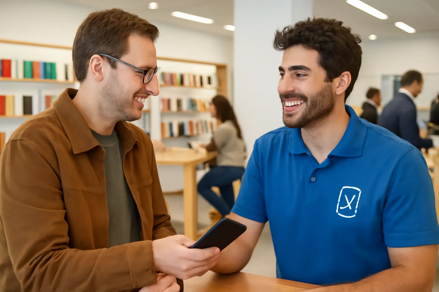 Hombre ayudando a reparar cobertura móvil