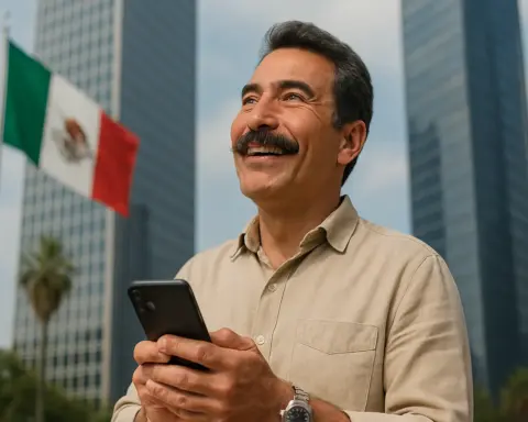 Hombre con buena cobertura móvil en México.