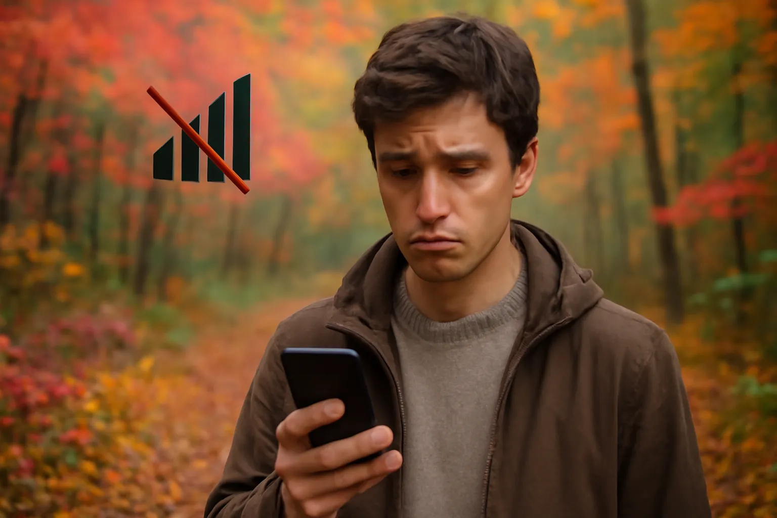 Joven preguntándose por qué no tiene cobertura móvil.